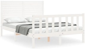 3193207 vidaXL Рамка за легло без матрак, бял, 140x200 см, бор масив