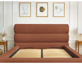 Оранжево тапицирано двойно легло с място за съхранение с решетка 180x200 cm Jagna - Bobochic Paris