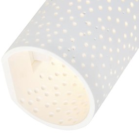 Винтидж стенна лампа бял гипс цилиндрична форма - Mahou