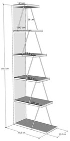 Етажерка за под Kalune Design 854KLN3606, 150х50 см, 6 нива, Меламиново покритие/метал, Кафяв/черен