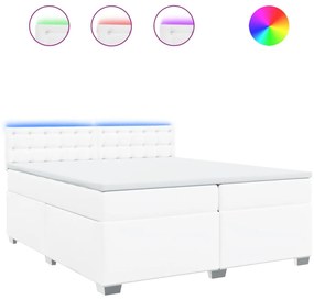 3288437 vidaXL Боксспринг легло с матрак, бяло, 200x200 см, изкуствена кожа