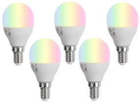 Комплект от 5 Интелигентни LED крушки E14 G45 Opal RGBW 4.9W 470lm 2700-6500K