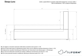 Бежово тапицирано единично легло и решетка 90x200 cm Sleepy Luna - Miuform