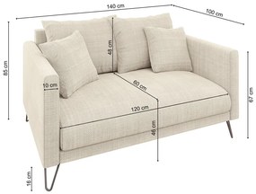 Кремав шенилов диван 140 cm Freya – Ropez