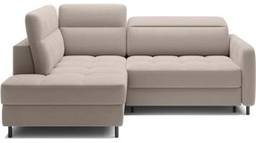 Светлокафяв кадифен разтегателен ъглов диван с място за съхранение (ляв ъгъл L форма) Barea – ELTAP