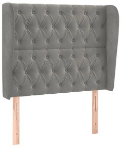 3118328 vidaXL Горна табла за легло с уши, светлосива, 93x23x118/128 см,кадифе
