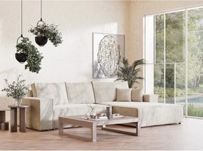 Кремав шенилов сгъваем/с място за съхранение ъглов диван (десен ъгъл) Maze – Maison de Rêve