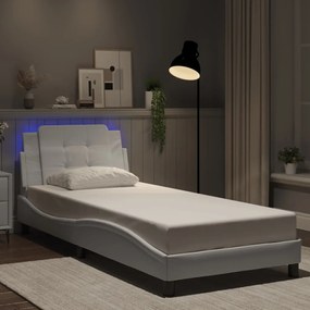 3214076 vidaXL Рамка за легло с LED без матрак Zadar бяла 90x190 см