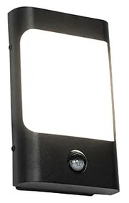 Стенна лампа черна с LED IP44 с датчик за движение - Khuvan