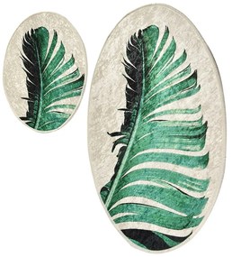 Зелени-бежови килими за баня в комплект от 2 бр. 60x100 cm Floret – Foutastic