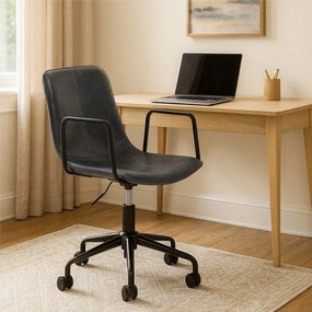Тъмносив офис стол от имитация на кожа Branson – Premier Housewares