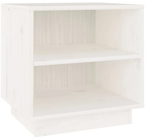 813327 vidaXL Нощно шкафче, бяло, 40x34x40 см, борово дърво масив