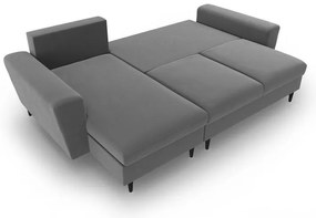 Светлосив кадифен разтегателен ъглов диван с място за съхранение Kyoto – Cosmopolitan Design