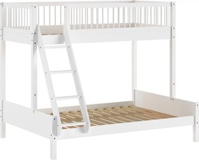 Бяло детско легло 140x200/90x200 cm от масивен бук двуетажно с включена подматрачна рамка Forrest – Vipack