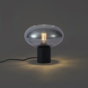Дизайнерска настолна лампа черна с димно стъкло - Umbrella