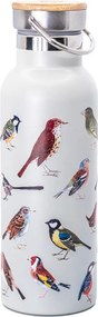 Бяла бутилка за пътуване от неръждаема стомана 425 ml Vintage Birds – Sass &amp; Belle