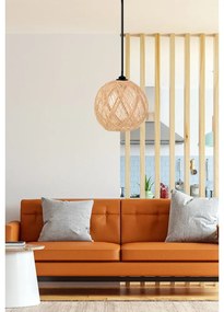 Черно и естествено висящо осветително тяло с абажур от юта ø 24 cm – Opviq lights