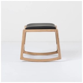 Отоман с масивна дъбова конструкция и детайли от черна биволска кожа Dedo - Gazzda