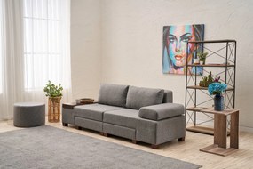 Троен разтегателен диван Perenna Linen, цвят Сив