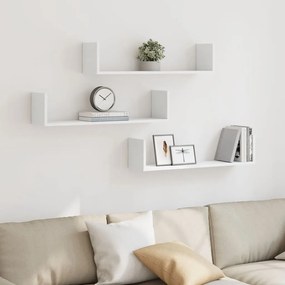853290 vidaXL Стенни рафтове, 3 бр, бели, 80x18x18 см, инженерно дърво