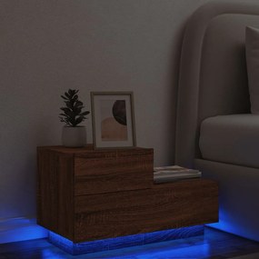 Sonata H Нощно шкафче с LED осветление, кафяв дъб, 70x36x40,5 см