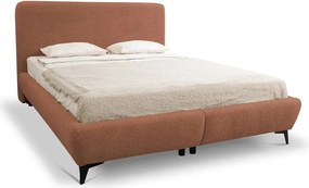 Теракотено двойно тапицирано легло с място за съхранение и включена подматрачна рамка 140x200 cm Makapu – Makamii