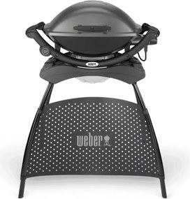 Електрическо барбекю Weber Q2400 WB 55020879, 2200 W, 55x39 cm, Капак и корпус от лят алуминий, Подвижна тава за мазнини, Тъмносив