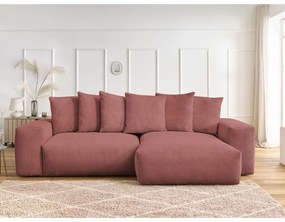 Розов сгъваем/с място за съхранение ъглов диван от рипсено кадифе Voltaire – Bobochic Paris