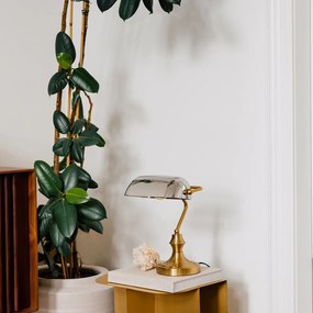 Класическа нотариална лампа златиста с опушено огледално стъкло - Banker