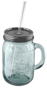 Буркан от рециклирано стъкло с капак и сламка , 550 ml Authentic - Ego Dekor
