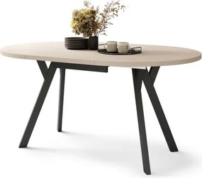 АЛMО Бежово/черни крака - КРЪГЛА РАЗТЕГАТЕЛНА МАСА С Y-ОБРАЗНИ КРАКА В ЛОФТ/ИНДУСТРИАЛЕН СТИЛ ЗА ХОЛ ИЛИ ТРАПЕЗАРИЯ