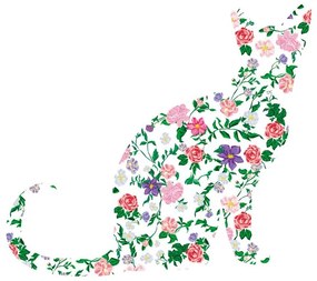 Самозалепващ тапет – Котка от цветя