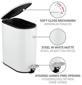 Стоманено кошче за боклук с педал в матово бял цвят 5 l Collungo – Wenko