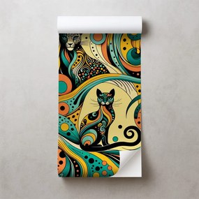 Самозалепващ фототапет – Цветни абстрактни котки