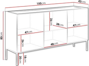 Скрин Como 150 3D-Естествено дърво-Черен