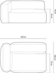 Сив кадифен модул за диван (ляв ъгъл) Martina – Micadoni