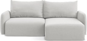 Светлосив кадифен сгъваем/с място за съхранение ъглов диван (десен ъгъл) Kalena – Makamii