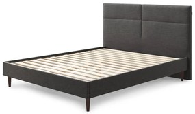 Черно тапицирано двойно легло с решетка 180x200 cm Elyna - Bobochic Paris