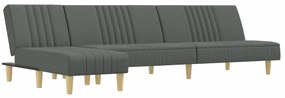 3157236 vidaXL Г-образно разтегателно канапе тъмносиво 255x140x70 см плат