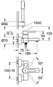 Смесител за баня Grohe Lineare New complete