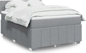 3289419 vidaXL Боксспринг легло с матрак, светлосиво, 160x200 см, плат