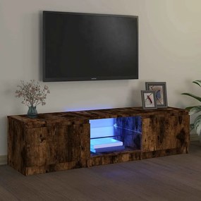 822681 vidaXL ТВ шкаф с LED осветление, опушен дъб, 140x40x36 см