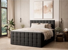 Антрацитно боксспринг легло 180x200 cm с място за съхранение Tasca – Maison de Rêve