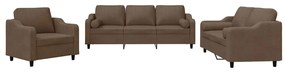 3201789 vidaXL Комплект дивани 3 части с възглавници кафяв текстил