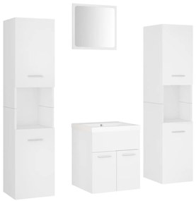 3071216 vidaXL Комплект мебели за баня, бял, ПДЧ