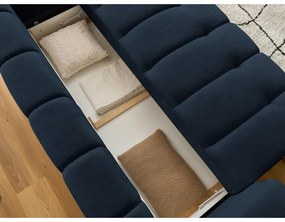 Тъмносин сгъваем/с място за съхранение диван 251 cm Fuji – Bobochic Paris