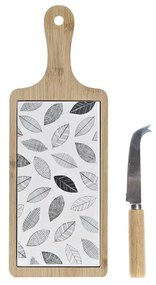 Комплект за предястие DKD Home Decor Листи Бамбук Каменинов (33 x 12 x 1 cm) (3 piezas)
