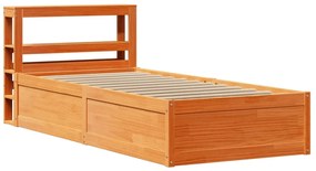 3306353 vidaXL Рамка за легло с табла, восъчнокафяв, 90x200 см, масивно дърво