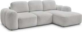 Светлосив сгъваем/с място за съхранение ъглов диван от прежда с примки от букле (десен ъгъл) Montaigne – Bobochic Paris