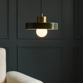 Ретро висяща лампа златиста със зелено стъкло - Jina